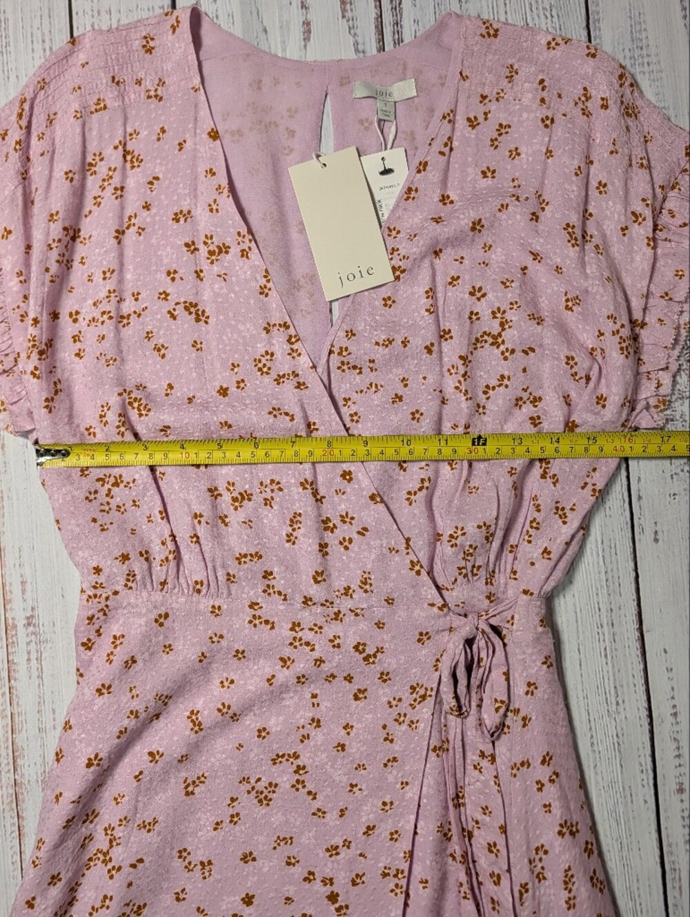 Joie Lavender Floral Wrap Midi Dress Ruffle Sleeve Small - Picture 13 of 16